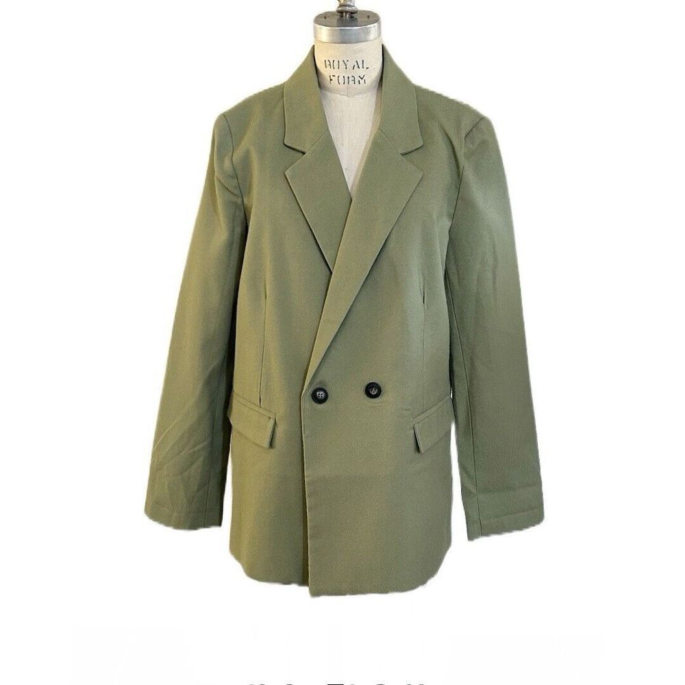 Cotton On Women's Olive Double Breasted Blazer Full Lined Front Pockets Jacket 6
